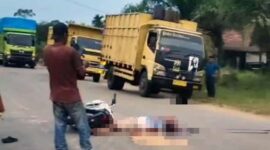 Pengendara Motor Yamaha Vixion Menginggal di tempat Pasca Diduga Menjadi Korban Tabrak Lari di jalan lintas Jambi-Muara Bungo Simpang Gas Plant RT 20 Kelurahan Simpang Sungai Rengas, Kecamatan Maro Sebo Ulu, Batanghari,  Sabtu (17/9/22). FOTO : LT/Britajambi