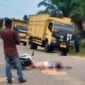 Pengendara Motor Yamaha Vixion Menginggal di tempat Pasca Diduga Menjadi Korban Tabrak Lari di jalan lintas Jambi-Muara Bungo Simpang Gas Plant RT 20 Kelurahan Simpang Sungai Rengas, Kecamatan Maro Sebo Ulu, Batanghari,  Sabtu (17/9/22). FOTO : LT/Britajambi