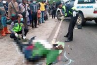 Korban Tabrak Lari Meninggal di Jalan Seputaran Desa Mendalo Darat, Kecamatan Jambi Luar Kota, Kabupaten Muaro Jambi, Rabu (3/11/21). FOTO : SatlantasResMJ