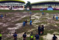 Kondisi Lapangan Sepakbola Bhakti Karya Kuala Tungkal pada Bupati CUp 2022. FOTO : Ist/Lt