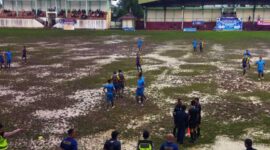 Kondisi Lapangan Sepakbola Bhakti Karya Kuala Tungkal pada Bupati CUp 2022. FOTO : Ist/Lt