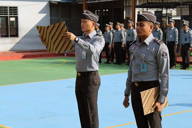 Lapas Kelas II B Kuala Tungkal Menggelar Upacara Peringatan Hari Pengayoman Ke-79. FOTO : HMS