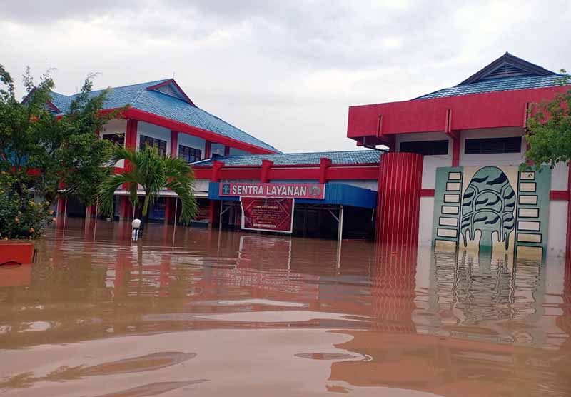 Lapas Kelas IIA Manado Tergenang Banjir pada Jumat (27/1/23). FOTO : HUmas