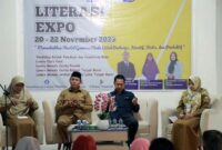 Wabup H. Hairan pada acara Literasi Expo di Aula Gedung Perpustakaan dan Kearsipan Kabupaten Tanjabbar, Senin (20/11/23). FOTO : Dokpim