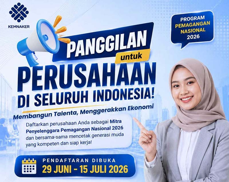 Pemerintah Buka Pendaftaran Pemagangan Nasional Batch I 2026, Targetkan 50.000 Lulusan Perguruan Tinggi. (FOTO : Dok. Istimewa)