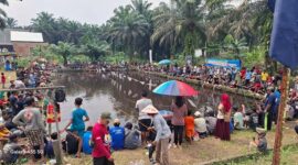 Ratusan Warga Hingg Emak-Emak Ramaikan ‘Lomba Mancing Mania Perubahan’ Hairan-Amin di Desa Purwodadi, Kecamatan Tebing Tinggi, Kabupaten Tanjung Jabung Barat, Sabtu (16/11/). FOTO : Dom Tim Ses/MC HA
