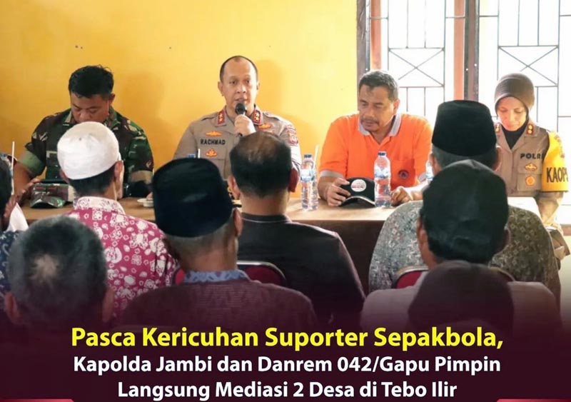 Kapolda Jambi lrjen Pol A. Rachmad Wibowo bersama Danrem 042/Gapu Brigjen TNI. Supriono saat di Tebo llir, Kabupaten Tebo, Jumat (26/8/22). FOTO : HUMAS