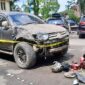 Penanampakan Mobil Mitsubisi Pajero Sport Usai Terobos Pagar Mapolda Jambi Usai Tabrak Sejumlah Pemotor, Hasil Pemeriksaan Polisi Sopir Positif Narkoba. FOTO : Ist