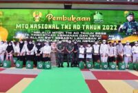Kepala Staf Angkatan Darat (Kasad) Jenderal TNI Dudung Abdurachman, SE, MM saat Membuka Secara resmi MTQN TNI AD tahun 2022 di Gedung A. H. Nasution Mabesad, Jakarta, Senin, (18/4/22). FOTO : Dispenad
