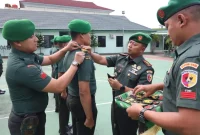 Dandim 0419/Tanjab Letkol Arm Dwi Sutaryo, S.E., M.Han saat Pimpin Upacara Korps Raport Kenaikan Pangkat. FOTO : PENDIM