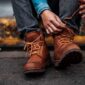 Ilustrasi Memakai Sepatu Boots Tahan Air Kece. [FOTO : unsplash.com/photos]