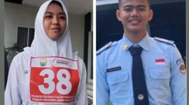 M Gibran Haffiyan Faza dari SMA Titian Teras Jambi asal Muaro Jambi dan Auranisah Izati siswi kelas 1 SMAN 3 Tebo asal Tebo Duta Paskibraka Jambi di Tingkat Nasional 2023. [FOTO : Kolase Jamberita.]