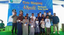 Serimoni Perumda Tirta Mayang (PDAM) Kota Jambi Gelar Tasyakuran HUT yang ke-48 PDAM, Minggu (31/7/22). FOTO : HUMAS.