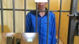 Pelaku YB di Dalam Tahanan Mapolsek Lembah Masurai. FOTO : ISt