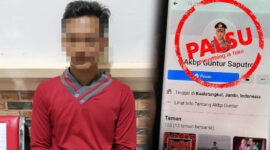 FOTO : Pelaku HB yang Membuat Akun Facebook Palsu mencatut nama dan foto Kapolres Tanjabbar AKBP Guntur Saputro, S.IK, MH