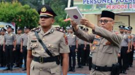 Kapolres Sarolagun AKBP Imam Rachan, S.IK Saat Pimpin Upacara Pelantikan Kasat Lantas. FOTO : Hms