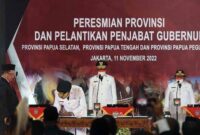 Menteri Dalam Negeri (Mendagri) Tito Karnavian telah resmi melantik tiga orang Penjabat (Pj) Gubernur untuk tiga provinsi baru di Papua. FOTO : Ist/Net