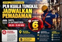 PLN Kuala Tungkal Jadwalkan Pemadaman Listrik Sabtu, 24 Oktober 2026, Cek Wilayah Terdampak. (VISUAL : LINTASTUNGKAL.COM)