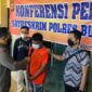 Kapolres Bungo AKBP Guntur Saputro didampingi Kasat Reskrim AKP Septa Badoya, SIK saat pres rilis, Kasus Pembunuhan Anak Dinawah Umur di Kamar Hotel di Bungo, Minggu (29/5/22). FOTO : Hms Res Bungo