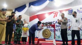 Bupati Tanjab Barat Resmikan Pencanangan Bulan Serengkuh Dayung Serentak Ke Tujuan. FOTO : KodimTanjab