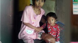 Sakiyah (32), warga RT.02, Desa Suka Maju, Kecamatan Mestong Kabupaten Muaro Jambi, Provinsi Jambi. FOTO : Noval