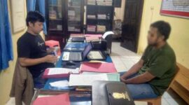 PBA alis AJI Saat Menjalani Pemriksaan Polisi. [FOTO : Res Merangin]