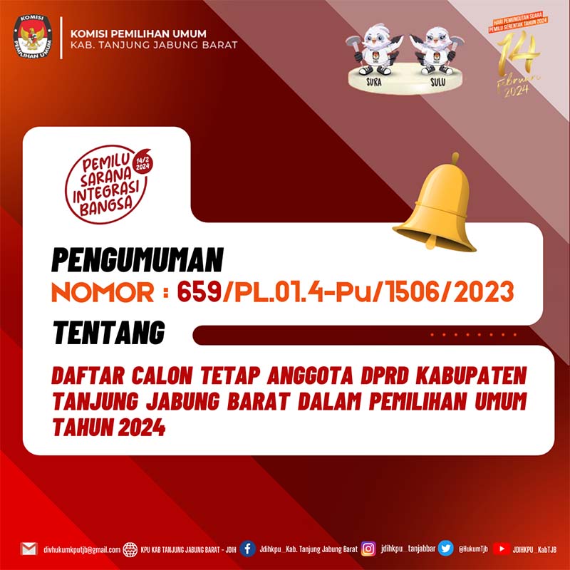 Pengumuman DCT Caleg DPRD Tanjabbar Pileg 2024. GRAFIS : KPU