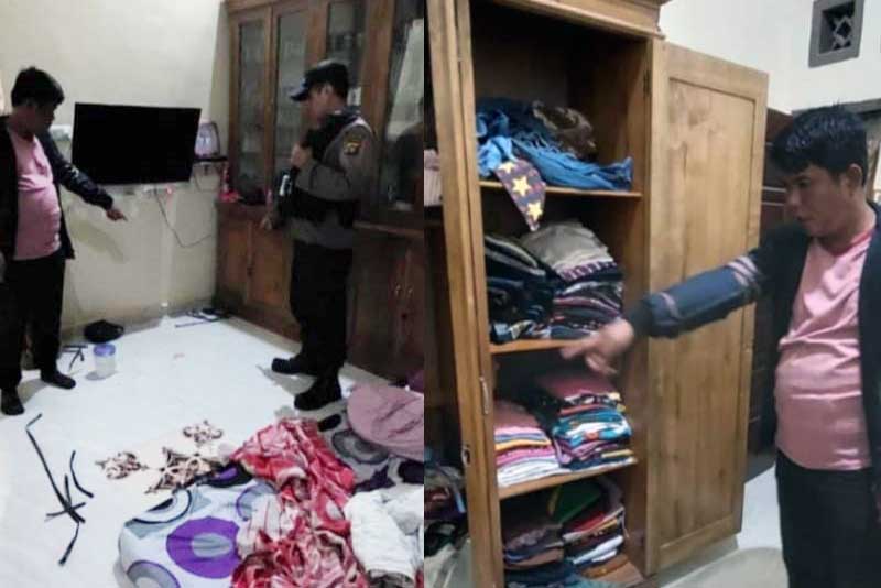 Polisi Memeriksa Rumah Korban yang Berantakan oleh Aksi Kawanan Perampok. FOTO : Noval/ISt