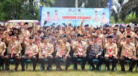 Bupati Anwar Sadat Buka Perkemahan Jambore Pramuka Tanjab Barat Tahun 2025 Diikuti 500 Peserta. FOTO : PROKOPIM