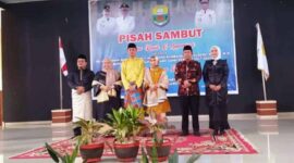 Aara pisah sambut Pj. Bupati Muaro Jambi Bachyuni Deliansyah, SH, MH di Gedung Serbaguna Muaro Jambi, Senin (23/5/22).
