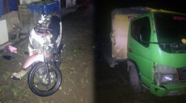 Truk Colt Diesel dan SPM Honda Vario yang Terlibat Lakalantas. FOTO : Humas PMJ