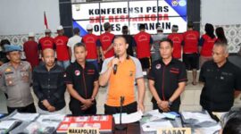 Wakapolres Merangin Kompol Marhara T Siregar saat konferensi pers di Mapolres Merangin, Jumat (6/10/23). FOTO : HMS