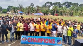 Kapolres Sarolangun AKBP Imam Rachman, SIK Pada Kebiatan Membuka Bhayangkara Cup 1 dan Road to Gaes Nasional VII 2023 di Lapangan Bhayangkara belakang Polsek Sarolangun, Jumat (23/6/23). FOTO : HMS.
