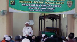 Polres Tanjab Barat Gelar Doa Bersama dan Shalat Ghaib untuk Korban Gempa Cianjur. FOTO : Humas