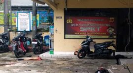 Kondisi Polsek Astana Anyar Kota Bandung, Jawa Barat Pasca Ledakan Bom Bunuh Diri, Rabu (7/12/22) sekitar pukul 08.20 WIB. FOTO : Ist