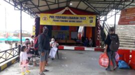 Pos terpadu lebaran 2022 Polres Tanjung Jabung Barat di Pelabuhan LLASDP Kuala Tungkal. FOTO : Lintastungkal