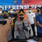Kapolres Batanghari, AKBP M. Hasan, SIK, MH saat Menyampaikan pres rilis pengungkapan kasus tersebut di Mapolres Batanghari, Kamis (17/2/22). FOTO : Ist
