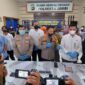 FOTO : Kapolresta Jambi Kombes Pol Eko Wahyudi, SIK MH saat konfrensi pers di Polresta Jambi, Senin (27/12/21).
