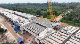 Penampakan Progres Jalan Tol Betung-Tempino Jambi Seksi 4 Capai 68 persen. FOTO : HK