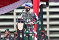 FOTO : Pangdam II/Sriwijaya Mayjen TNI Agus Suhardi Saat Memimpin Upacara Operasi Gaktib dan Yustisi Polisi Militer Tahun Anggaran 2021 di lapangan upacara Makodam II/Sriwijaya, Palembang, Kamis (25/02/21).