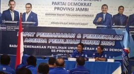 Rakerda dan Pembekalan agenda Pemilu 2024 di Sekretariat DPD Partai Demokrat Provinsi Jambi. FOTO : PD