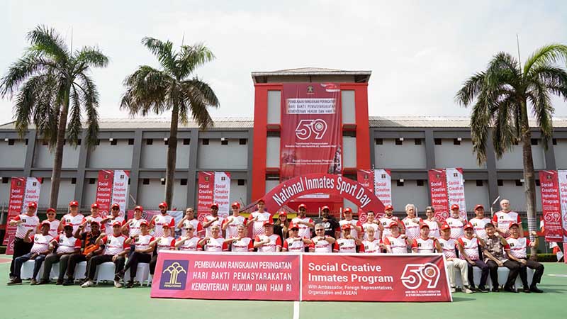 Pembukaan Pekan Olahraga dan Seni dalam Rangka HBP ke 59 di LP Narkotika Jakarta melalui Zoom Meeting dari Lapas Narkotika Muara Sabak, Sabtu (11/3/23). FOTO : Humas  