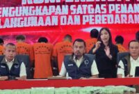 Direktur Tindak Pidana Narkoba Bareskrim Brigjen Mukti Juharsa saat konferensi pers di Mabes Polri, Jakarta, Rabu (18/10/2023).(KOMPAS.com/Rahel)