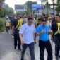 Personel Brimob Polda Jambi Ketika Ikut Serta Meriahkan Jalan Sehat Akbar Jambi Indenpedent. FOTO : Dhea