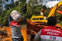 Pertamina Pasok Bahan Bakar untuk Operasional Alat Berat Penanggulangan Bencana Sumatera. FOTO : WKI