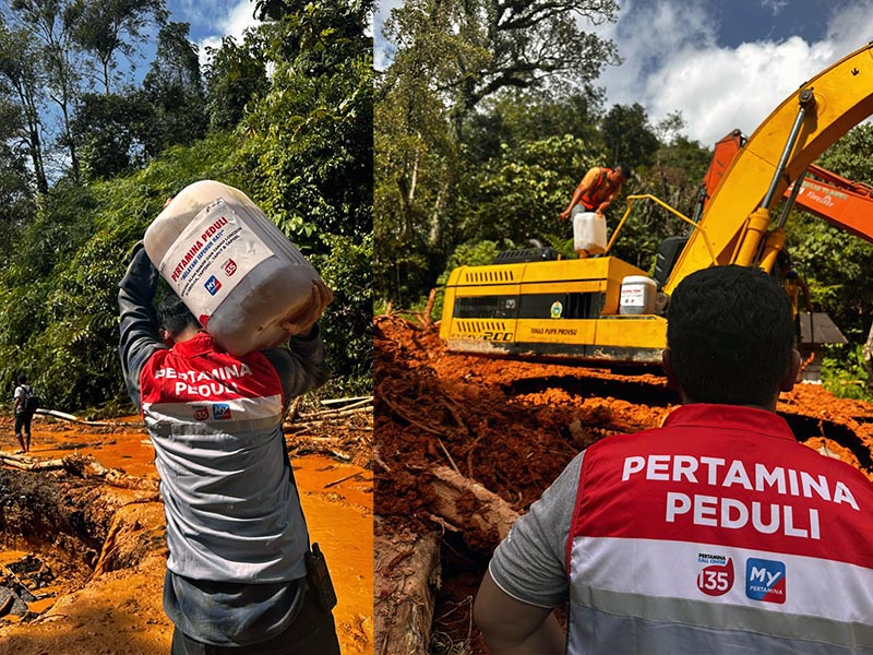 Pertamina Pasok Bahan Bakar untuk Operasional Alat Berat Penanggulangan Bencana Sumatera. FOTO : WKI