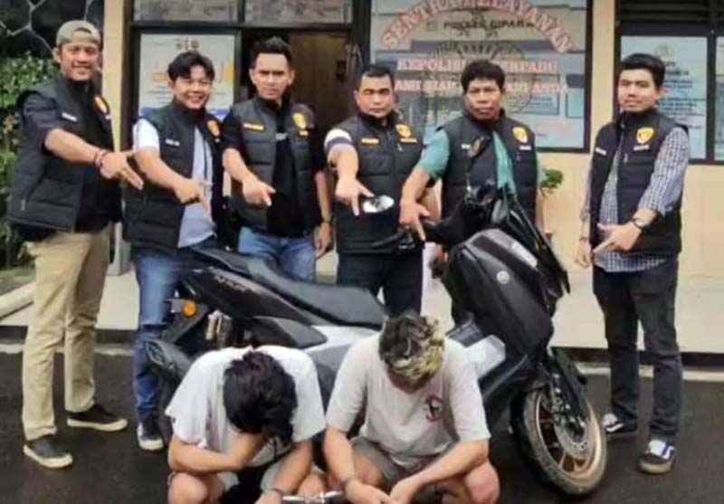 Lakukan Curanmor di Jambi Dua Warga Ciparay Jabar Ditangkap Polsek Jelutung di Kampung Halaman. FOTO : HMS