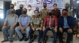 FOTO : Kepala Penerangan Korem 042/Gapu, Mayor Inf Hatta saat Hadiri Rakerda I Serikat Media Siber Indonesia (SMSI) Provinsi Jambi di Aula Rumah Makan Pagi Sore, Sabtu (29/08/20).