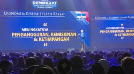 Ketua Umum Partai Dekomrat Agus Harimurti Yudhoyono memberikan pemaparan saat Rapimnas Partai Dekomrat, Kamis (15/9/22). FOTO : Ist