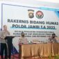 Kapolda Jambi, Irjen Pol. A. Rachmad Wibowo Saat Sambutan Membuka Rakernis Bidang Humas) Polda Jambi TA 2022 di Hotel Aston Jambi, Rabu (08/6/22). FOTO : Humas Polda